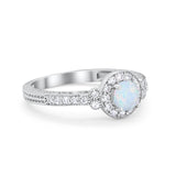 Vintage Style Engagement Ring Round Simulated Cubic Zirconia 925 Sterling Silver