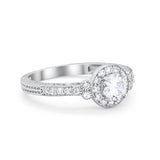 Vintage Style Engagement Ring Round Simulated Cubic Zirconia 925 Sterling Silver