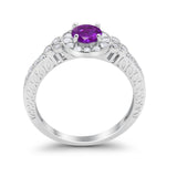 Vintage Style Engagement Ring Round Simulated Cubic Zirconia 925 Sterling Silver