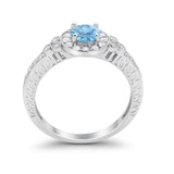 Vintage Style Engagement Ring Round Simulated Cubic Zirconia 925 Sterling Silver