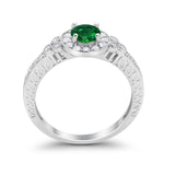 Vintage Style Engagement Ring Round Simulated Cubic Zirconia 925 Sterling Silver
