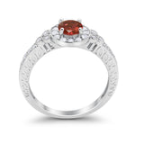 Vintage Style Engagement Ring Round Simulated Cubic Zirconia 925 Sterling Silver