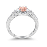 Vintage Style Engagement Ring Round Simulated Cubic Zirconia 925 Sterling Silver