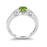 Vintage Style Engagement Ring Round Simulated Cubic Zirconia 925 Sterling Silver