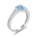 Vintage Style Engagement Ring Round Simulated Cubic Zirconia 925 Sterling Silver