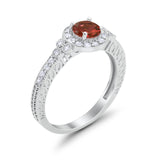Vintage Style Engagement Ring Round Simulated Cubic Zirconia 925 Sterling Silver