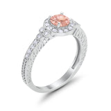 Vintage Style Engagement Ring Round Simulated Cubic Zirconia 925 Sterling Silver
