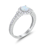 Vintage Style Engagement Ring Round Simulated Cubic Zirconia 925 Sterling Silver