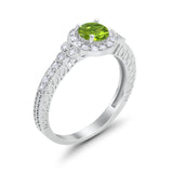 Vintage Style Engagement Ring Round Simulated Cubic Zirconia 925 Sterling Silver