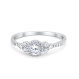Dainty Art Deco Wedding Engagement Bridal Ring Round Simulated Cubic Zirconia 925 Sterling Silver