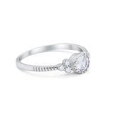 Dainty Art Deco Wedding Engagement Bridal Ring Round Simulated Cubic Zirconia 925 Sterling Silver