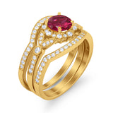 Art Deco Wedding Ring Band Bridal Set Three Piece Round Cubic Zirconia 925 Sterling Silver