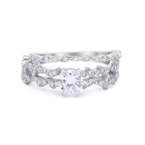 Wedding Engagement Ring Band Bridal Set Round Cubic Zirconia 925 Sterling Silver Art Deco