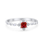 Art Deco Petite Dainty Wedding Ring Simulated Cubic Zirconia 925 Sterling Silver