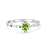 Art Deco Petite Dainty Wedding Ring Simulated Cubic Zirconia 925 Sterling Silver