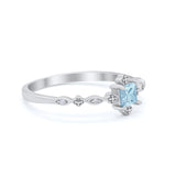 Art Deco Petite Dainty Wedding Ring Simulated Cubic Zirconia 925 Sterling Silver