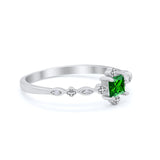 Art Deco Petite Dainty Wedding Ring Simulated Cubic Zirconia 925 Sterling Silver
