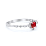 Art Deco Petite Dainty Wedding Ring Simulated Cubic Zirconia 925 Sterling Silver