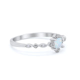 Art Deco Petite Dainty Wedding Ring Simulated Cubic Zirconia 925 Sterling Silver