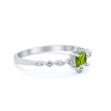 Art Deco Petite Dainty Wedding Ring Simulated Cubic Zirconia 925 Sterling Silver