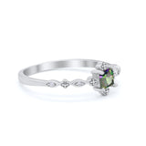 Art Deco Petite Dainty Wedding Ring Simulated Cubic Zirconia 925 Sterling Silver