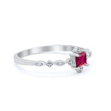 Art Deco Petite Dainty Wedding Ring Simulated Cubic Zirconia 925 Sterling Silver