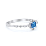 Art Deco Petite Dainty Wedding Ring Simulated Cubic Zirconia 925 Sterling Silver