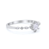 Art Deco Petite Dainty Wedding Ring Simulated Cubic Zirconia 925 Sterling Silver