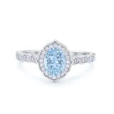 Oval Wedding Engagement Bridal Art Deco Ring Round Cubic Zirconia 925 Sterling Silver