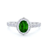 Oval Wedding Engagement Bridal Art Deco Ring Round Cubic Zirconia 925 Sterling Silver