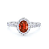 Oval Wedding Engagement Bridal Art Deco Ring Round Cubic Zirconia 925 Sterling Silver