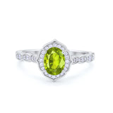 Oval Wedding Engagement Bridal Art Deco Ring Round Cubic Zirconia 925 Sterling Silver