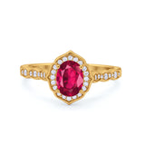 Oval Wedding Engagement Bridal Art Deco Ring Round Cubic Zirconia 925 Sterling Silver