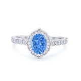 Oval Wedding Engagement Bridal Art Deco Ring Round Cubic Zirconia 925 Sterling Silver