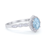Oval Wedding Engagement Bridal Art Deco Ring Round Cubic Zirconia 925 Sterling Silver