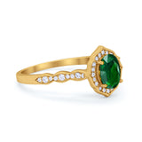 Oval Wedding Engagement Bridal Art Deco Ring Round Cubic Zirconia 925 Sterling Silver