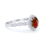 Oval Wedding Engagement Bridal Art Deco Ring Round Cubic Zirconia 925 Sterling Silver