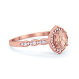 Oval Wedding Engagement Bridal Art Deco Ring Round Cubic Zirconia 925 Sterling Silver