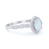 Oval Wedding Engagement Bridal Art Deco Ring Round Cubic Zirconia 925 Sterling Silver