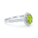 Oval Wedding Engagement Bridal Art Deco Ring Round Cubic Zirconia 925 Sterling Silver