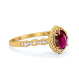 Oval Wedding Engagement Bridal Art Deco Ring Round Cubic Zirconia 925 Sterling Silver