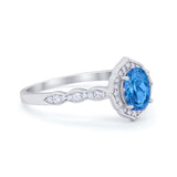 Oval Wedding Engagement Bridal Art Deco Ring Round Cubic Zirconia 925 Sterling Silver