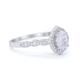 Oval Wedding Engagement Bridal Art Deco Ring Round Cubic Zirconia 925 Sterling Silver