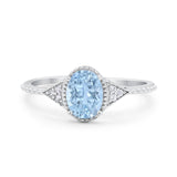 Oval Art Deco Wedding Engagement Bridal Ring Round Cubic Zirconia 925 Sterling Silver