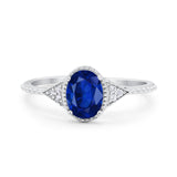 Oval Art Deco Wedding Engagement Bridal Ring Round Cubic Zirconia 925 Sterling Silver