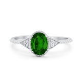 Oval Art Deco Wedding Engagement Bridal Ring Round Cubic Zirconia 925 Sterling Silver