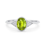 Oval Art Deco Wedding Engagement Bridal Ring Round Cubic Zirconia 925 Sterling Silver