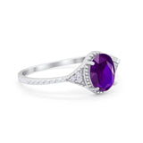 Oval Art Deco Wedding Engagement Bridal Ring Round Cubic Zirconia 925 Sterling Silver