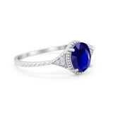 Oval Art Deco Wedding Engagement Bridal Ring Round Cubic Zirconia 925 Sterling Silver
