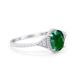 Oval Art Deco Wedding Engagement Bridal Ring Round Cubic Zirconia 925 Sterling Silver